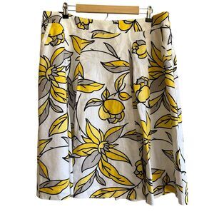 Style Co Womens Linen A-Line Skirt Size 16 Bold Floral Pleated Office Career
